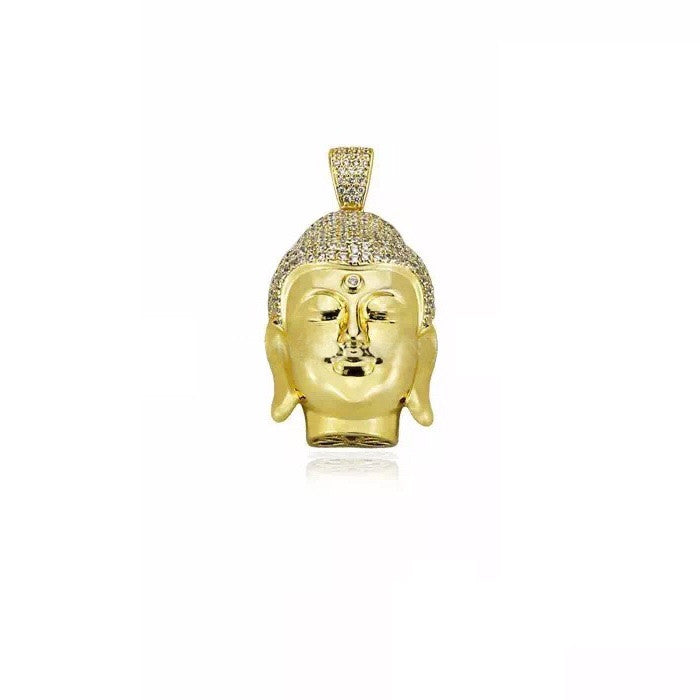 buddha head half face pendant gold