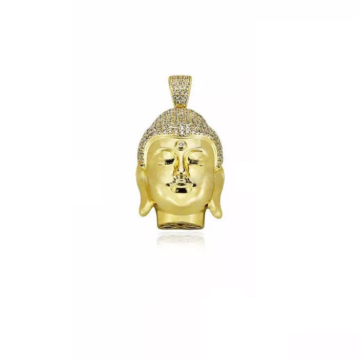 buddha head half face pendant gold