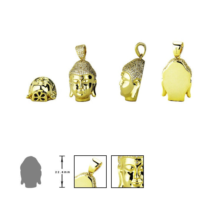 Micro buddha head half face pendant gold