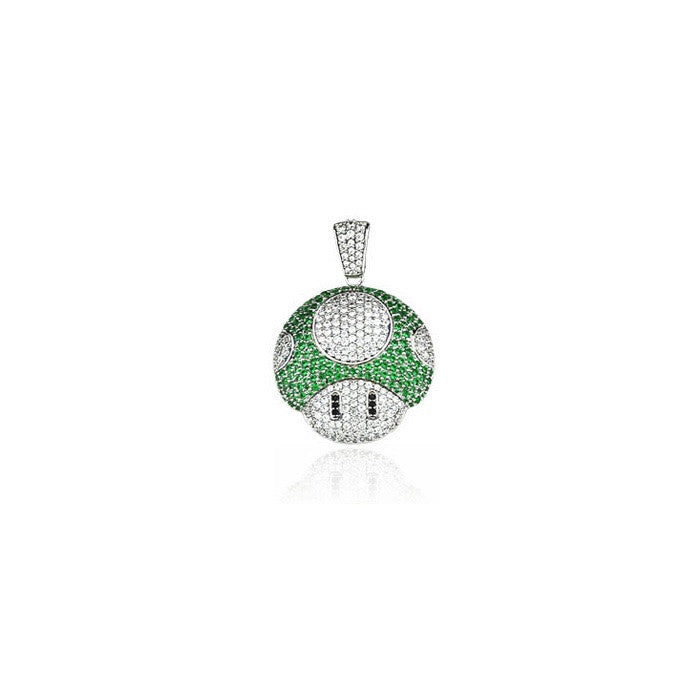 Super mario mushroom pendant green silver