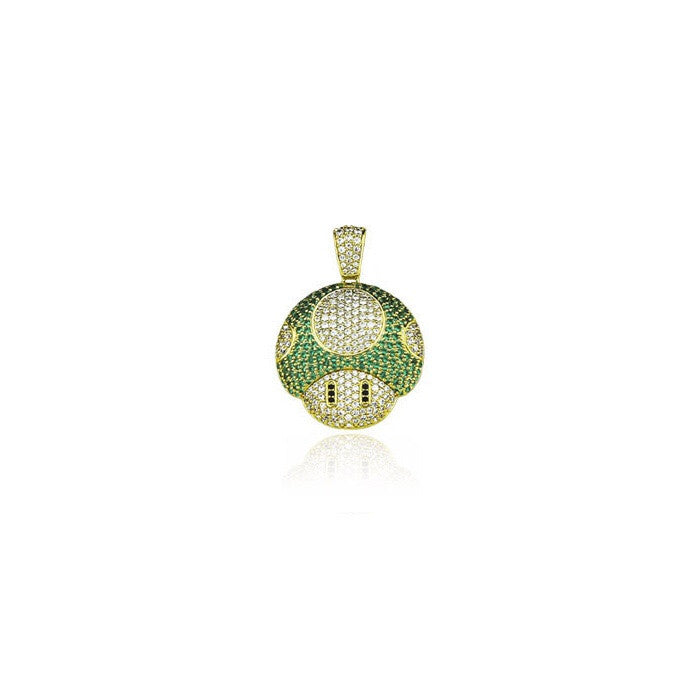 super mario mushroom pendant green gold