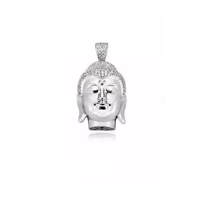 buddha head half face pendant silver