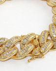 Hip Hop Jewelry 14K Gold Silver Plated Iced out CZ Big Dog Miami Baguette Cuban Chain Necklace for Men