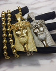 Standard Jesus piece fully iced Silver
