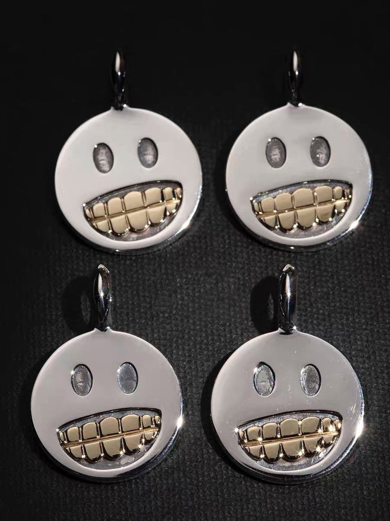 smiley emoji emoticon #hiphop #grillz - Smiley Face With Grillz diamond silver charm pendant necklace chain ifandco