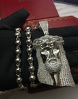 Standard Jesus piece fully iced Silver
