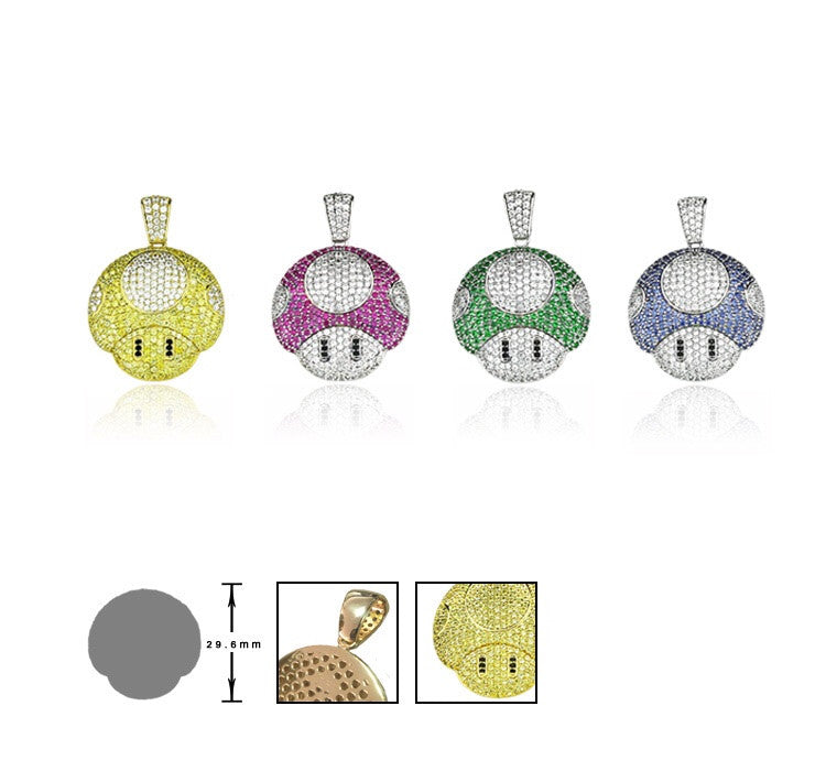 Super mario mushroom pendant green silver