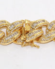 Hip Hop Jewelry 14K Gold Silver Plated Iced out CZ Big Dog Miami Baguette Cuban Chain Necklace for Men