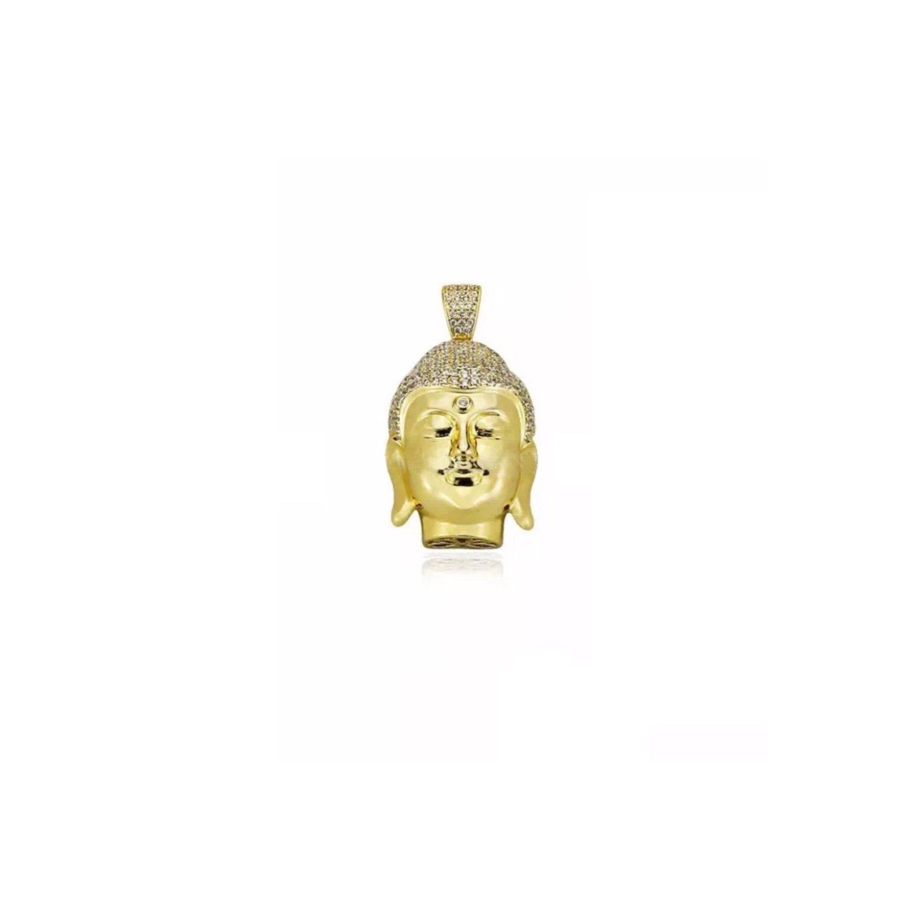 Micro buddha head half face pendant gold