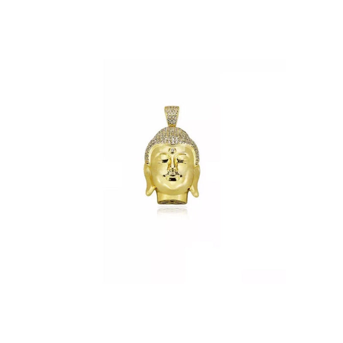 Micro buddha head half face pendant gold