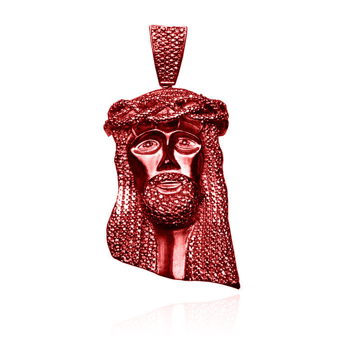 Standard jesus piece no diamonds in yeezy red with beaded chain set