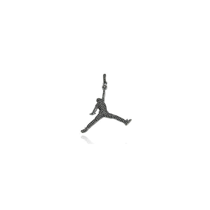 Jumpman jordan pendant black iced diamonds necklace