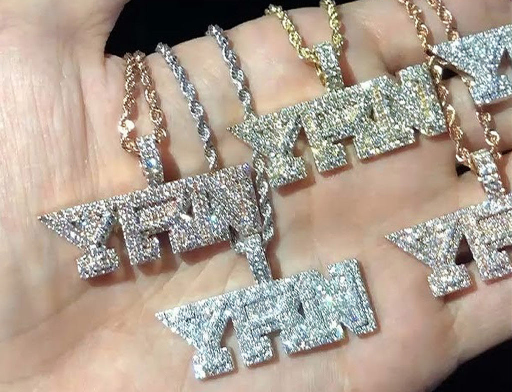 Migo yung rich nation logo pendant necklace chain vvs diamond offset quavo takeoff ifandco custom jewelry