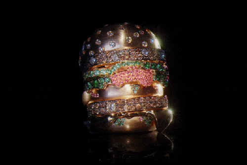 hamburger rings as seen on Nigo in multicolored vvs diamond ifandco 