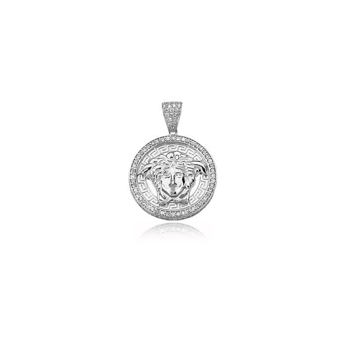 Medusa pendant silver white diamonds