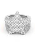 Migos star ring fully iced out 3D White gold SILVER men ring affordable jewelry