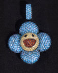 superflat first love monorgram flower fidget spinner TAKASHI MURAKAMI Super Flat, First Love, Flower screenprint in colors with Platinum leaf pendant with matching chain necklace