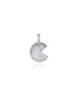 Pacman pendant in silver necklace chain diamonds