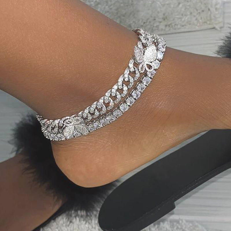 kylie jenner butterfly travis scott cuban links chain anklet bracelet diamond rich girls shopgld