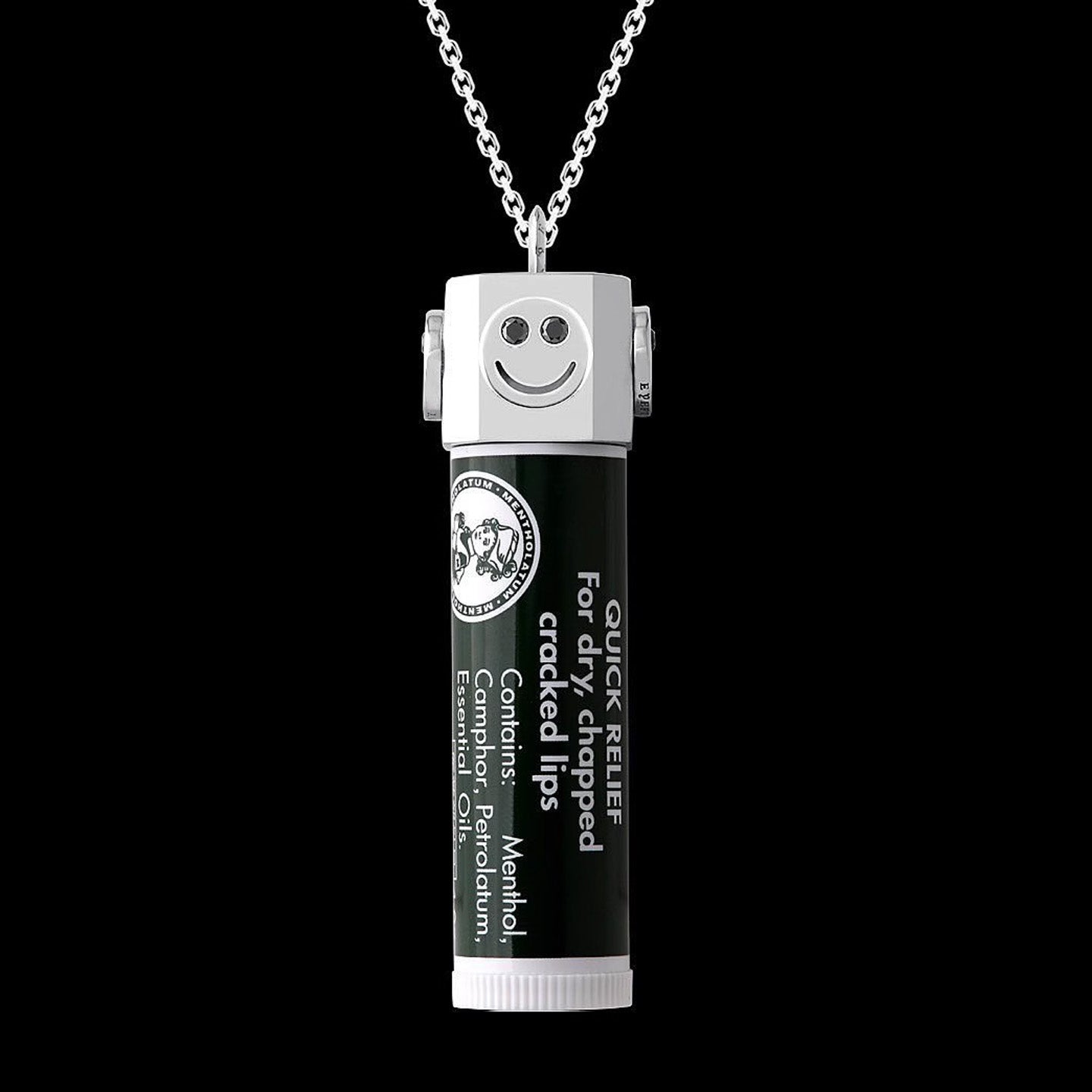 EYEFUNNY アイファニー Daniel Arsham Smiley gold cap with diamanté detailing designed by EYEFUNNY DanielArsham fully iced diamond eyefunny lip balm cap holder necklace