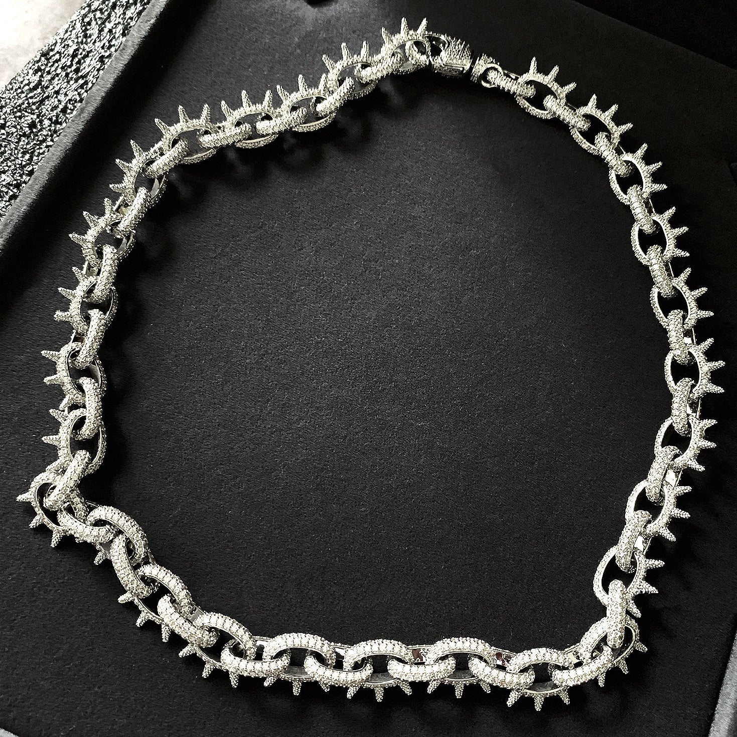 Playboi Carti spiked links necklace cuban link fully iced diamond vvs vlone asap rocky