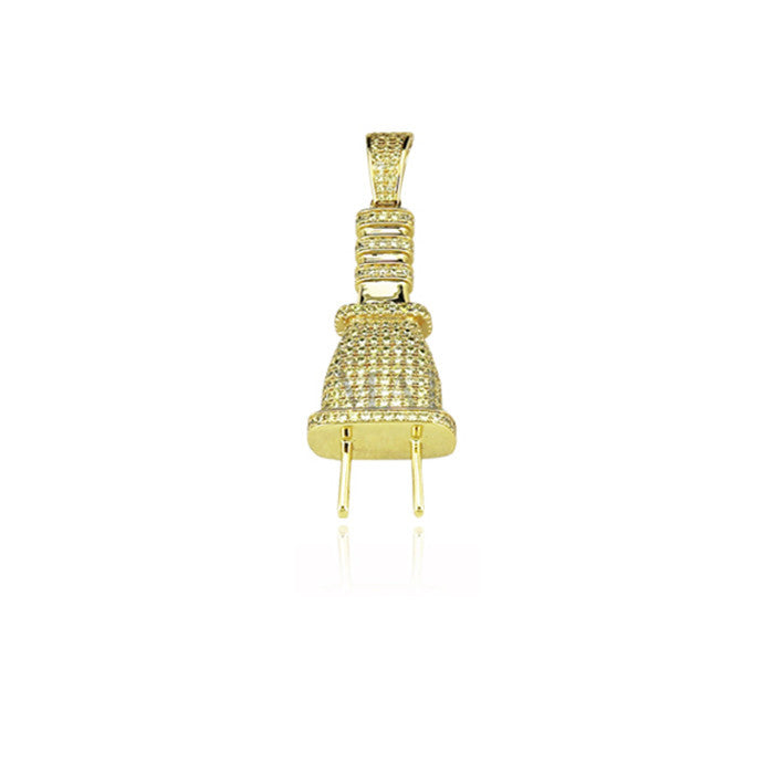 plug pendant in gold necklace