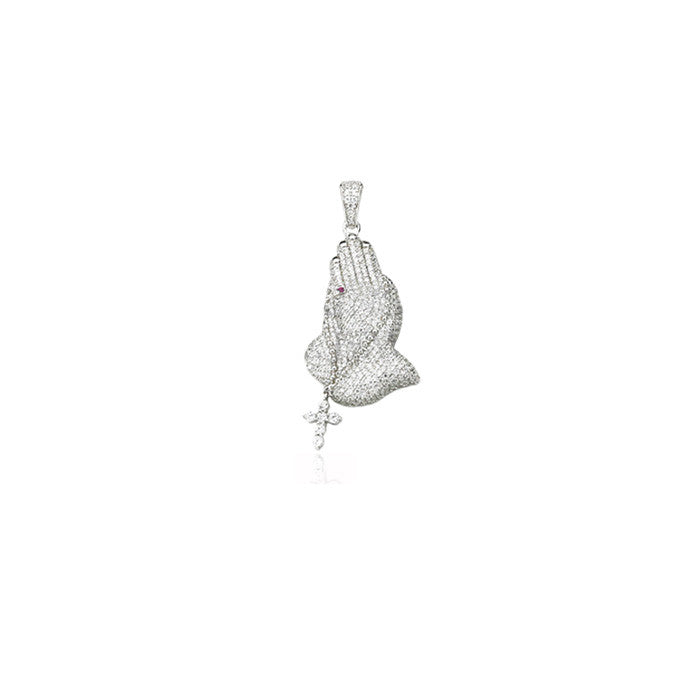 Praying hands mini pendant in silver