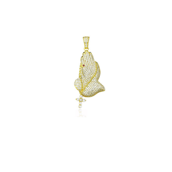 praying hands 47mm in gold pendant diamonds