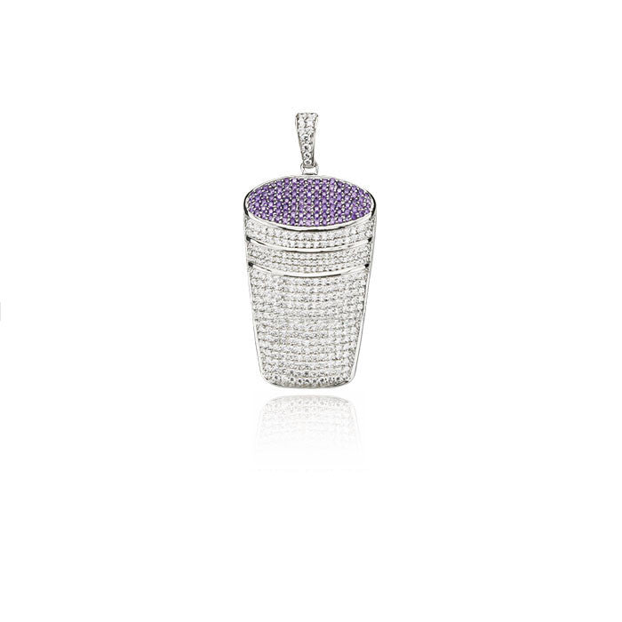 Purple drink pendant in silver diamonds