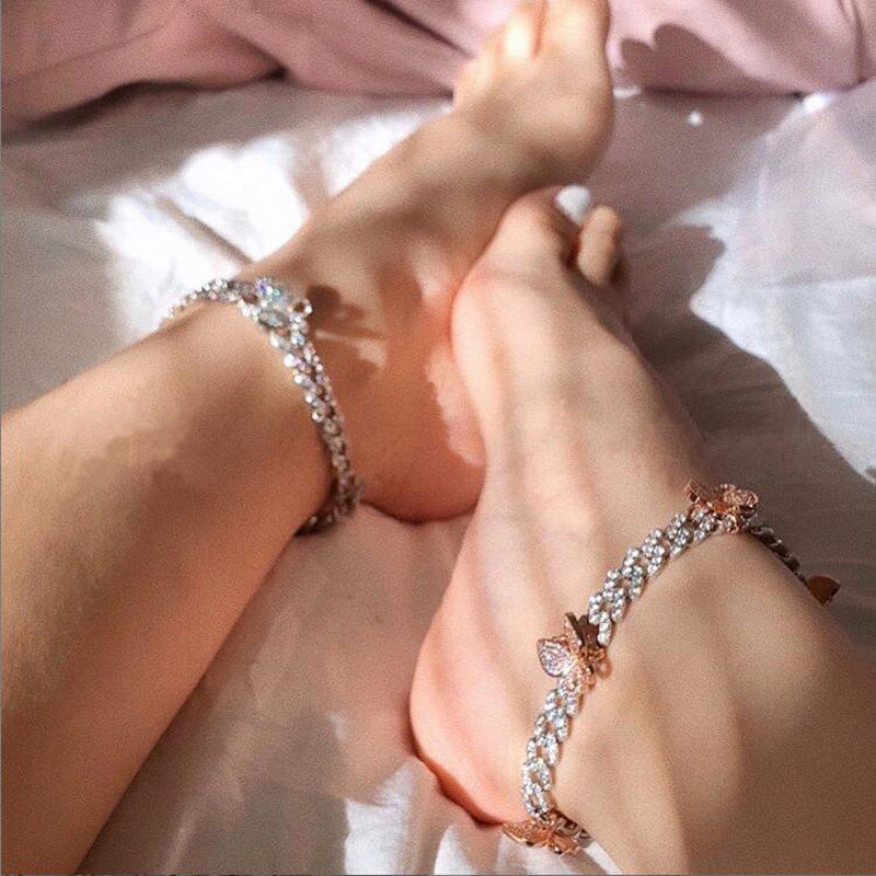kylie jenner butterfly travis scott cuban links chain anklet bracelet diamond rich girls shopgld