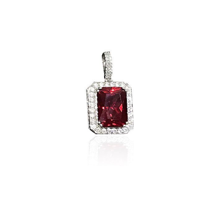 Red Ruby gem pendant single silver