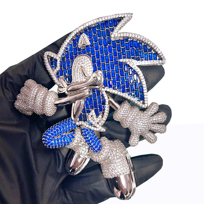 Sonic the Hedgehog Fully Iced diamond Pendant Diamond free necklace chain ifandco