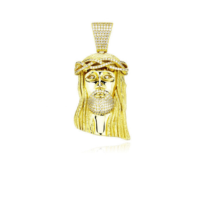 standard jesus piece part iced in gold beaded chain