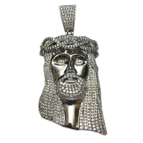Standard Jesus piece fully iced Silver