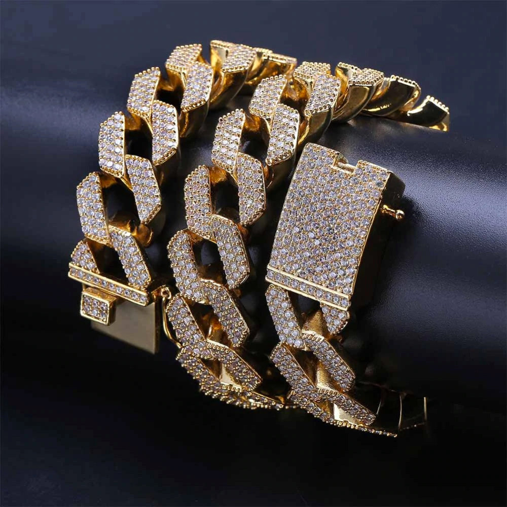 curb cuban link 20mm necklace chain fully iced custom clasp diamond ifandco