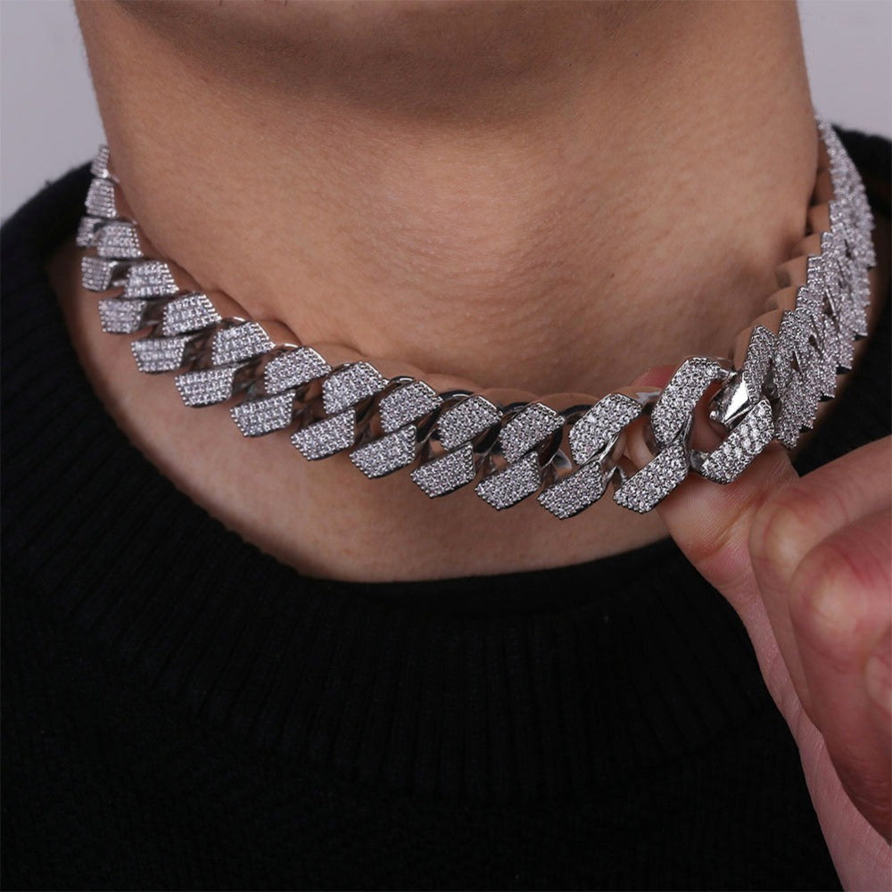 curb cuban link 20mm necklace chain fully iced custom clasp diamond ifandco