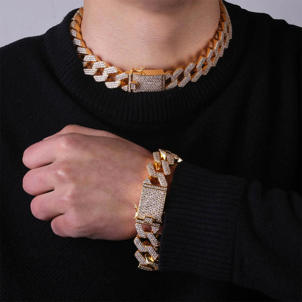 curb cuban link 20mm necklace chain fully iced custom clasp diamond ifandco