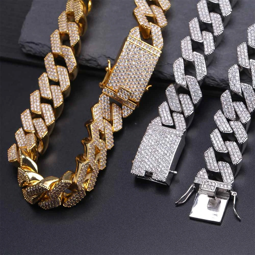 curb cuban link 20mm necklace chain fully iced custom clasp diamond ifandco