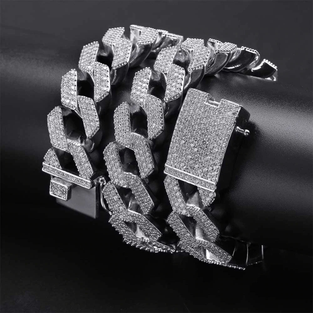 curb cuban link 20mm necklace chain fully iced custom clasp diamond ifandco