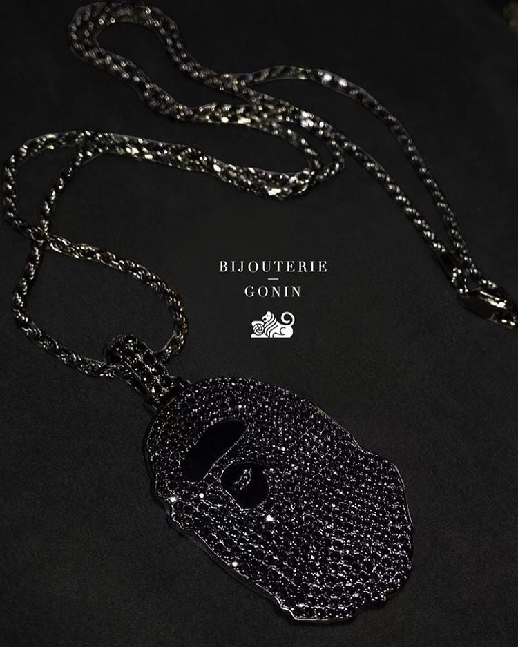 Custom black bape pendant & necklace free chain included
