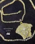Gold Iced out Medusa Pendant