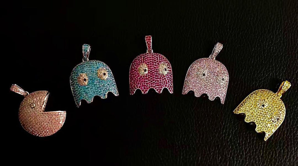 Ghost pacman pendant necklace