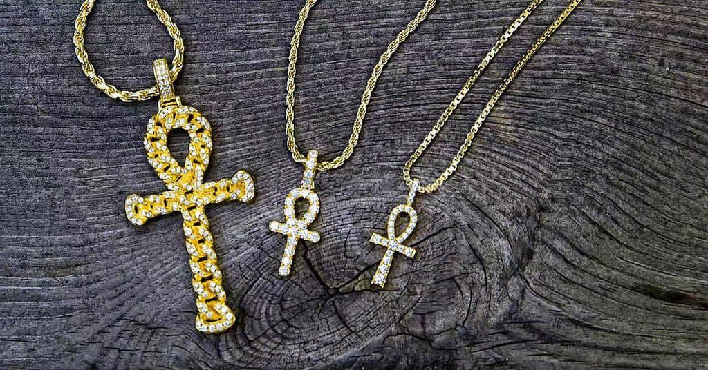 micro ankh pendant necklace chain gold