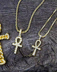 micro ankh pendant necklace chain gold
