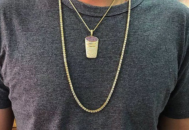 Purple drink pendant necklace chain 