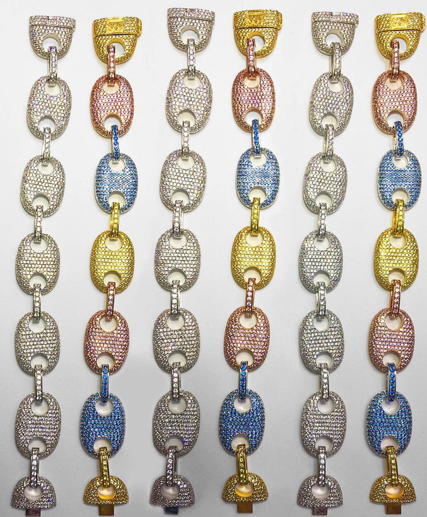 iced out gucci link bracelet or chain necklace 18mm