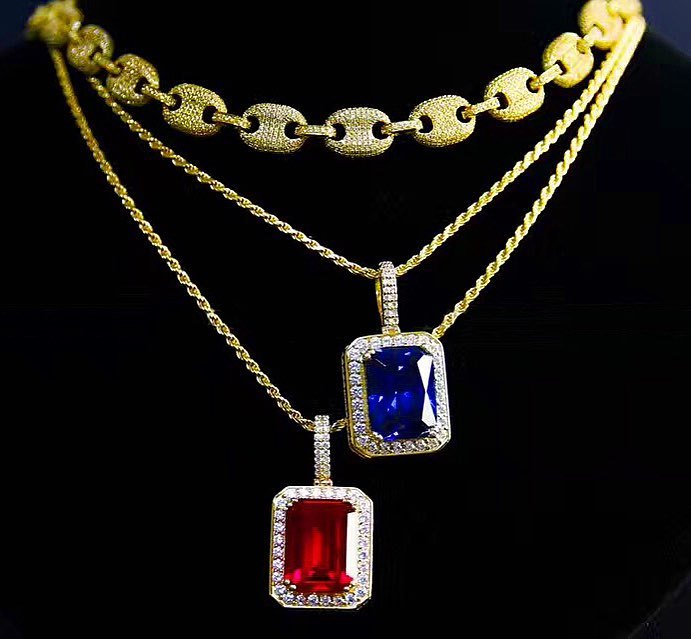 gucci link 9mm chain gemstone pendant necklace chain 
