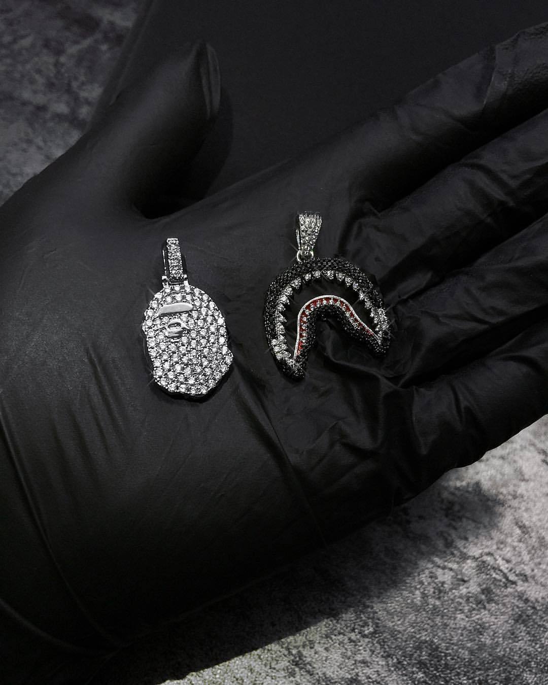 Bathing Ape bape necklace shark WGM