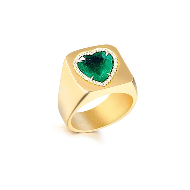 Tyler the creator green heart ring emerald diamond custom made diamond vvs ifandco