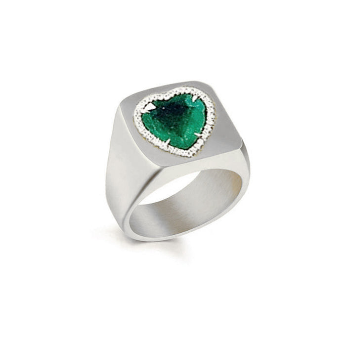 Tyler the creator green heart ring emerald diamond custom made diamond vvs ifandco